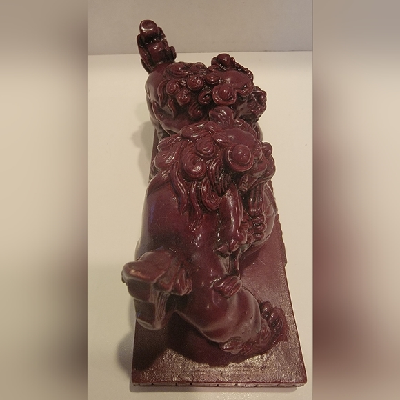 Traditional vintage Okinawa Shisa Dogs (Foo Dogs)Cinnabar resin pre-owned - Picture 5 of 9